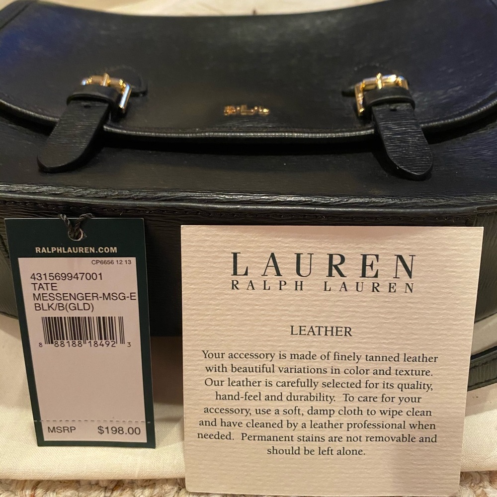 Ralph Lauren Leather Messenger Bag in black